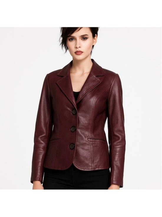 Danier Jackets & Blazers - Vintage Danier Italian Leather Blazer Jacket Plum Burgundy Made in Canada, M